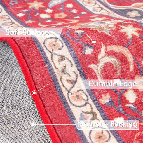 Machine Washable Vintage Area Rugs for Living Room with Non-Slip Rubber Backing
