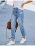 Fall Casual Women's Mid Waist Ripped Denim Pencil Pants - Stylish High Stretch Skinny Jeans for Effortless Street Chic, Perfect for All Season Outfits, Inspiring Jeans Outfit Ideas!
