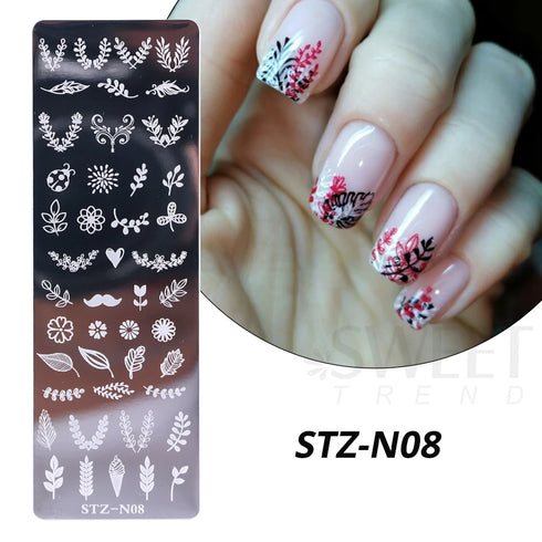 Winter Wonderland Nail Art Stamping Plate with Snowflake, Butterfly, and Rose Leaf Designs - Perfect for DIY Christmas Nail Polish Printing Template Tool