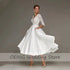 Short Wedding Dress Lace V Neck 3/4 Sleeves A Line Midi Gown