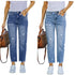 Fall Casual Women's Mid Waist Ripped Denim Pencil Pants - Stylish High Stretch Skinny Jeans for Effortless Street Chic, Perfect for All Season Outfits, Inspiring Jeans Outfit Ideas!