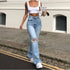 High Waist Ripped Boot Cut Jeans For Women Casual Trousers