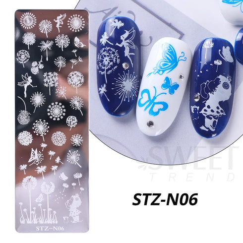 Winter Wonderland Nail Art Stamping Plate with Snowflake, Butterfly, and Rose Leaf Designs - Perfect for DIY Christmas Nail Polish Printing Template Tool