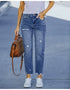 Fall Casual Women's Mid Waist Ripped Denim Pencil Pants - Stylish High Stretch Skinny Jeans for Effortless Street Chic, Perfect for All Season Outfits, Inspiring Jeans Outfit Ideas!