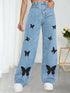 Fall Trousers High Waist Butterfly Print Y2K Jeans Casual Fashion Loose Denim Pants