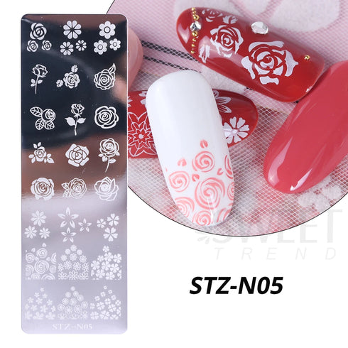 Winter Wonderland Nail Art Stamping Plate with Snowflake, Butterfly, and Rose Leaf Designs - Perfect for DIY Christmas Nail Polish Printing Template Tool