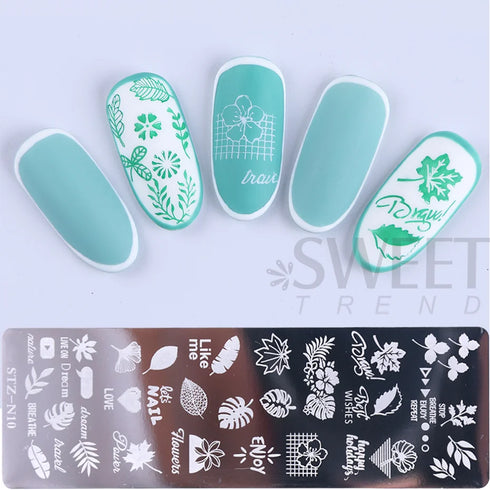 Winter Wonderland Nail Art Stamping Plate with Snowflake, Butterfly, and Rose Leaf Designs - Perfect for DIY Christmas Nail Polish Printing Template Tool