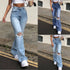 High Waist Ripped Boot Cut Jeans For Women Casual Trousers