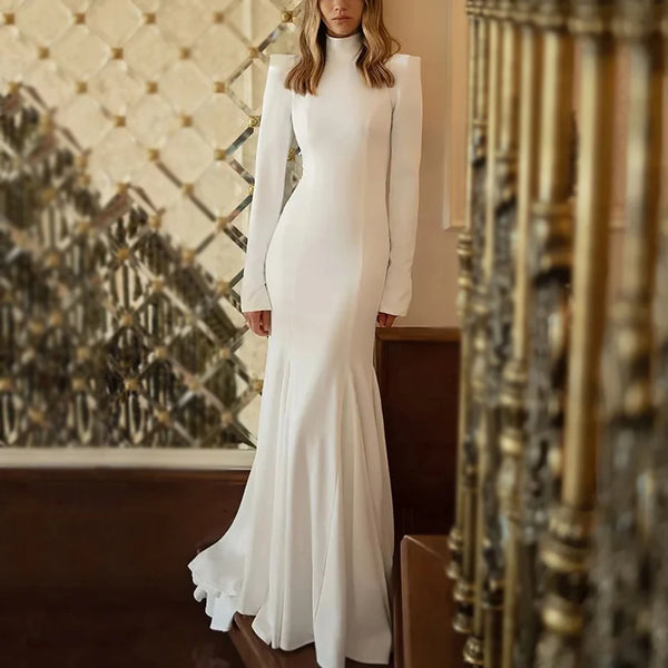 Msikoods Vintage Long Sleeves Mermaid Wedding Dresses Gown