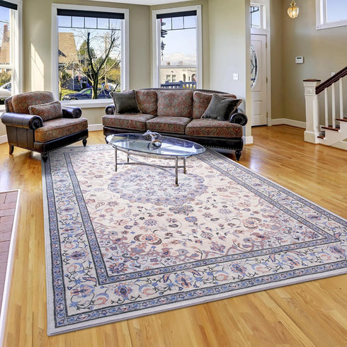 Machine Washable Vintage Area Rugs for Living Room with Non-Slip Rubber Backing