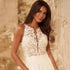 Beach Wedding Dress A Line Bridal Gown With Illusion Back Sleeveless Sheer Appliques And Lace