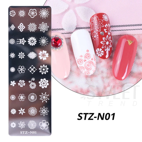 Winter Wonderland Nail Art Stamping Plate with Snowflake, Butterfly, and Rose Leaf Designs - Perfect for DIY Christmas Nail Polish Printing Template Tool
