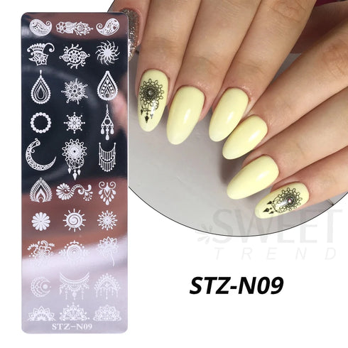 Winter Wonderland Nail Art Stamping Plate with Snowflake, Butterfly, and Rose Leaf Designs - Perfect for DIY Christmas Nail Polish Printing Template Tool
