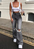 High Waist Ripped Boot Cut Jeans For Women Casual Trousers
