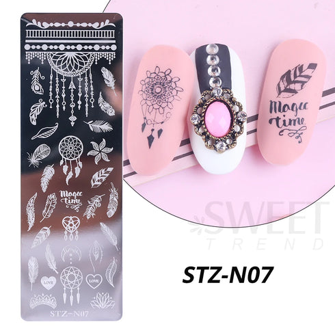 Winter Wonderland Nail Art Stamping Plate with Snowflake, Butterfly, and Rose Leaf Designs - Perfect for DIY Christmas Nail Polish Printing Template Tool