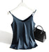 Spaghetti Strap Satin Silk Tank Top Women Sleeveless Halter V Neck Camisole Summer Casual Cami