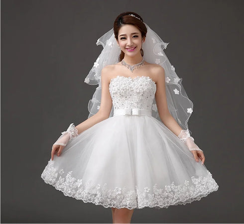 Ivory Short Knee Length Fairy Wedding Dress for Parties