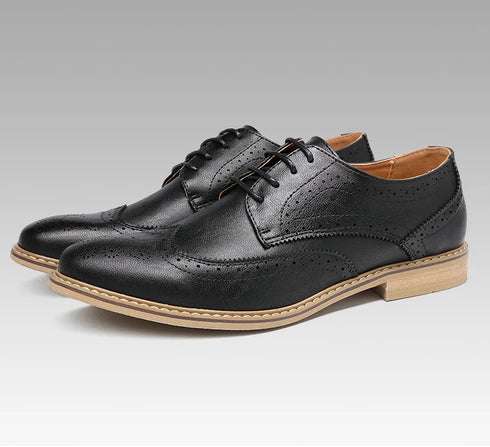 Elegant Men's Oxford Brogue Lace-Up Shoes for Business, Weddings, and Formal Occasions - Stylish Bullock Dress Footwear