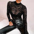 Mesh Transparent Sexy Long Sleeve Bodysuit for Women Party and Club Wear