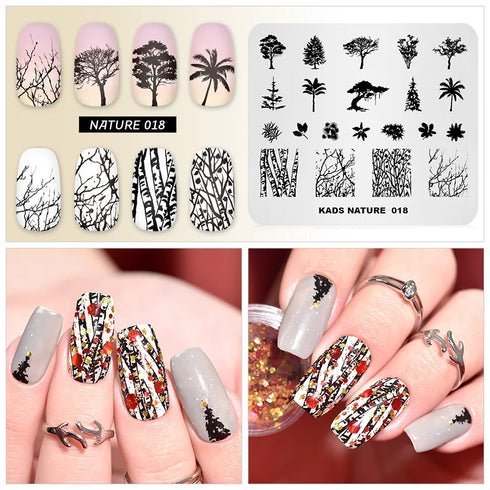 Nature-Inspired Nail Art Stamping Plate Set with Butterfly and Mountain Range Designs for DIY Manicure Enthusiasts