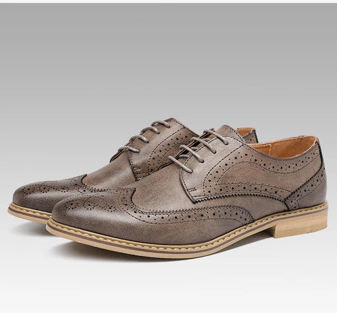 Elegant Men's Oxford Brogue Lace-Up Shoes for Business, Weddings, and Formal Occasions - Stylish Bullock Dress Footwear