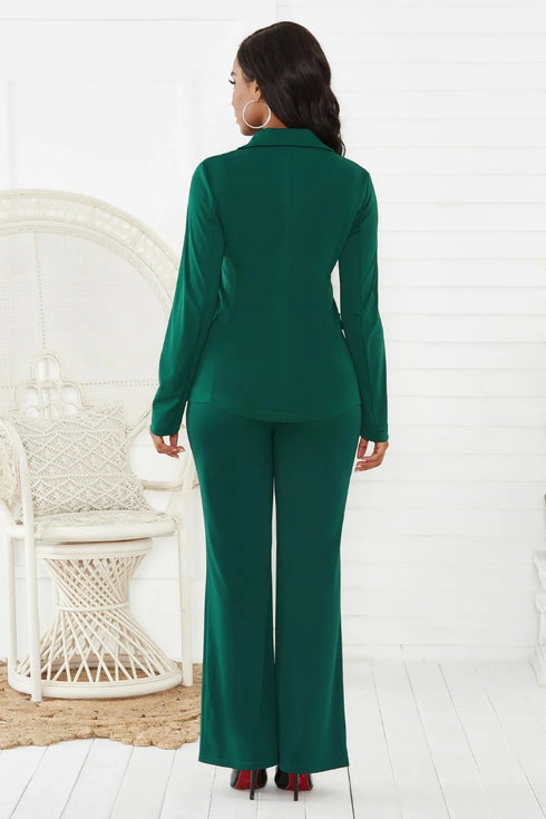 Elegant Women's Office Suit Set - Two-Piece Long Sleeve Pants Suit for Professional Winter Style, Perfect for Ages 18-35