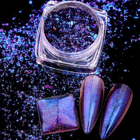 Sparkly Chameleon Nail Glitter Flakes - Irregular Gradient Sequins Powder for Gel Polish Nail Manicure Decoration and DIY Charms