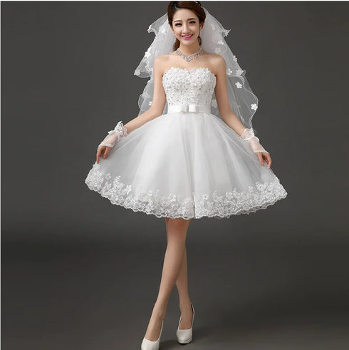 Ivory Short Knee Length Fairy Wedding Dress for Parties