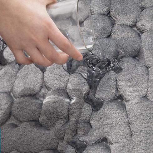 Cobblestone Embossed Bath Mat Water Absorption Non-Slip Memory Foam Washable Rug