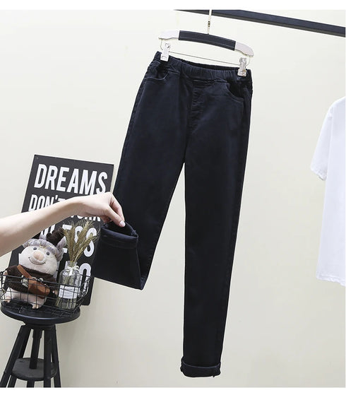 Vintage High Waist Stretch Skinny Jeans for Women – Trendy Pencil Pants with Elastic Band, Perfect for Fall Outfits and Casual Wear, Available in Plus Sizes 5XL and 6XL