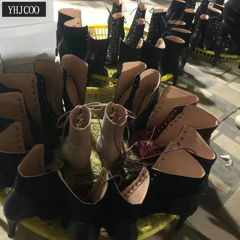 Sexy High Heels Hollow Mesh Sandals for Summer Fashion Comfort Peep Toe Stilettos Jazz Dance Female Shoes Plus Size
