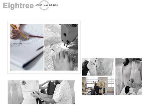 Eightree White Wedding Dresses Strapless Split Bridal Dress With Bow Tea-Length Satin Gowns