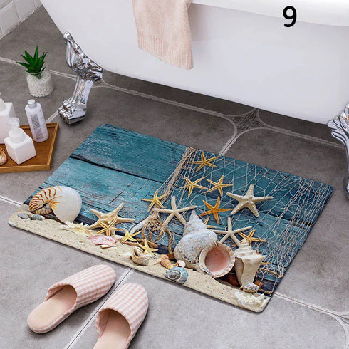 Cartoon Camper Bathroom Doormat Absorbent Indoor Rug Anti-Slip Decorative Floor Mat