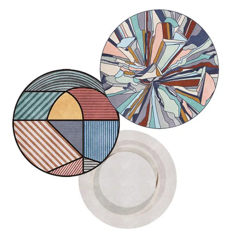 Modern Geometric Round Carpet for Living Room Bedroom and Hallway