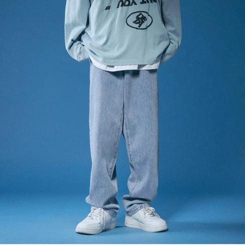 Trendy Baggy Denim Jeans for Men – Stylish Harem Pants for Teens, Ideal for Casual Streetwear and Versatile Outfits, Perfect Medium Wash Jeans for Any Season