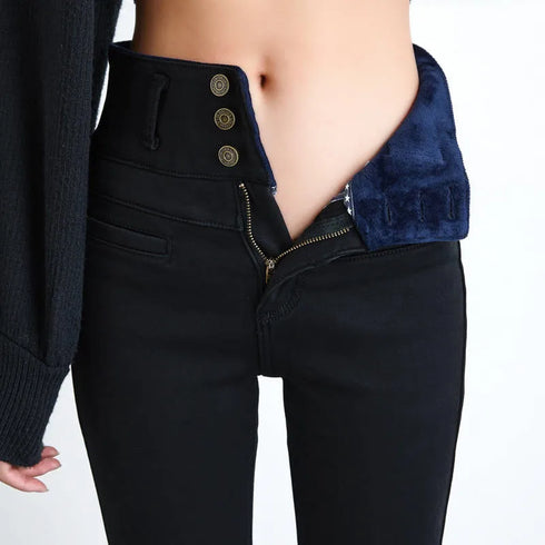 Winter Skinny Stretch Velvet Jeans Pants for Women