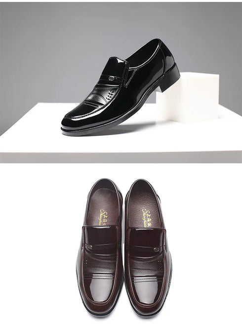 Stylish Men's Leather Oxfords - Comfortable Round Toe Flats for Office, Business, and Wedding Occasions