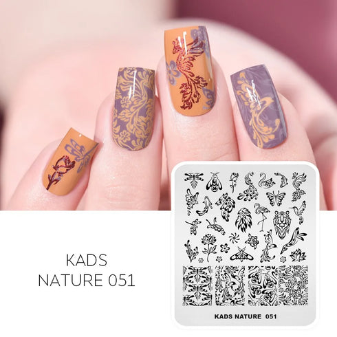 Nature-Inspired Nail Art Stamping Plate Set with Butterfly and Mountain Range Designs for DIY Manicure Enthusiasts