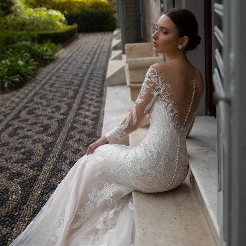 Mermaid Wedding Dresses Customized Illusion Backless Sexy Gowns