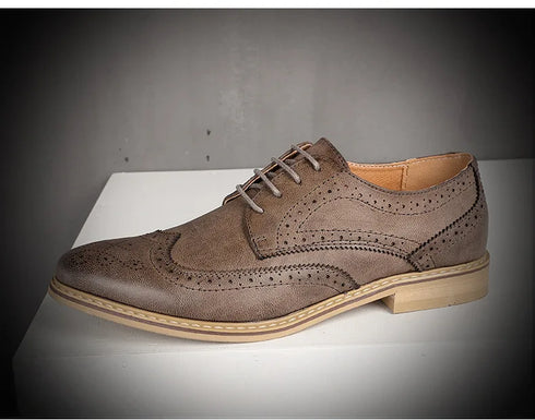 Elegant Men's Oxford Brogue Lace-Up Shoes for Business, Weddings, and Formal Occasions - Stylish Bullock Dress Footwear