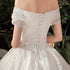 Wedding Dress Elegant Boat Neck Gown with Train Luxury Lace