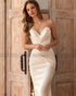 Elegant Ivory Detachable Train Wedding Dresses Mermaid Satin Gown