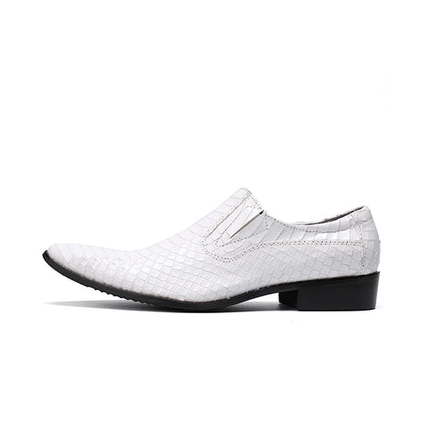 White Snake Skin Genuine Leather Men's Party Wedding Loafers
