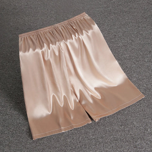 Men Elastic Waist Silk Satin Pajamas Shorts Nightwear Bottoms