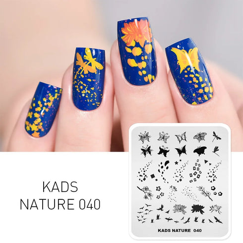Nature-Inspired Nail Art Stamping Plate Set with Butterfly and Mountain Range Designs for DIY Manicure Enthusiasts