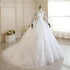 Vintage O Neck Full Sleeve Wedding Dress Lace Embroidery Gown