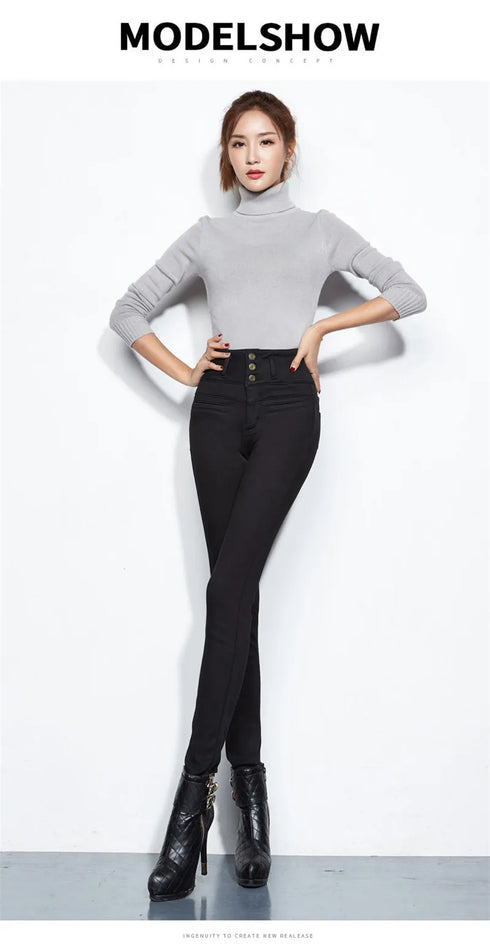 Winter Skinny Stretch Velvet Jeans Pants for Women