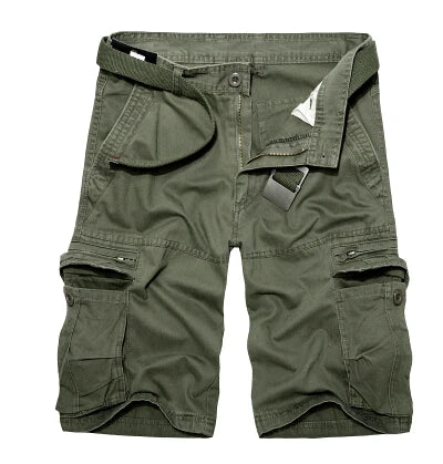 Summer Mens Knee Length Cotton Cargo Shorts Casual Bermuda Trousers