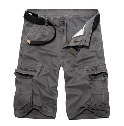 Summer Mens Knee Length Cotton Cargo Shorts Casual Bermuda Trousers