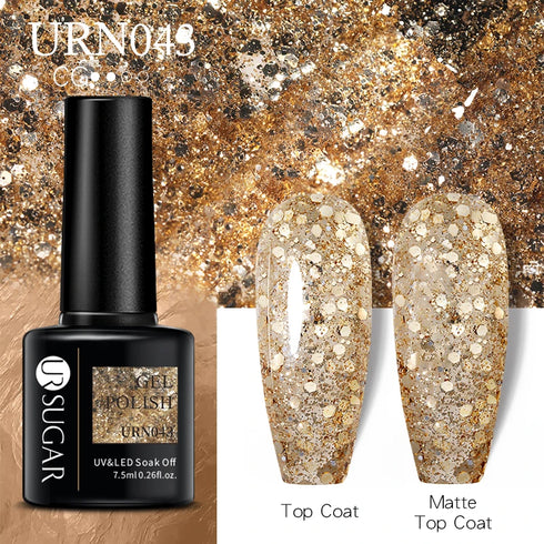 Nail Gel Polish - 7.5ml Semi-permanent Glitter Varnish for Winter Manicure, Eco-friendly and SGS Certified for Lasting Style